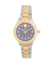 Versace Polished Bicolor Bracelet Watch In Brown