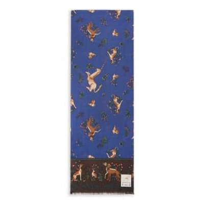 Burrows And Hare Silk Scarf In Blue