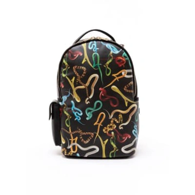Seletti Wears Toiletpaper Snakes Graphic-print Faux-leather Backpack