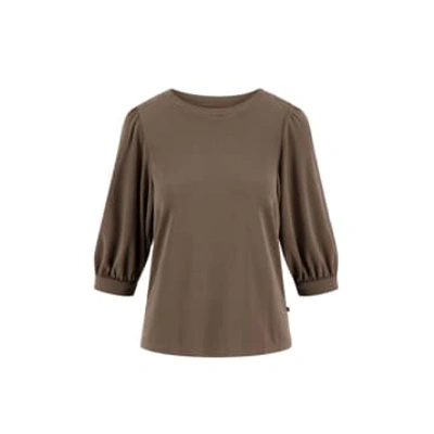 Zusss Loam Puff Sleeve Top In Brown