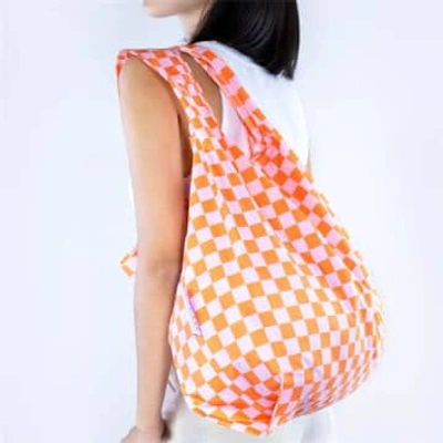 Kind Bag Checkerboard Pink/orange Reusable Medium Shopping