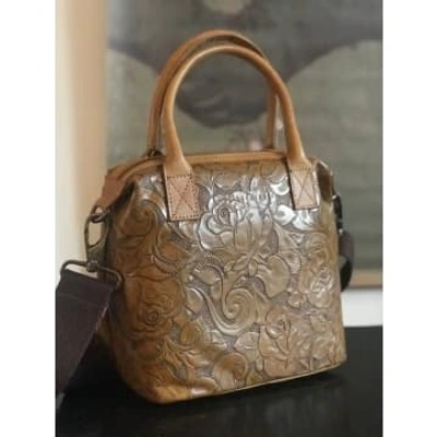 Collardmanson Maya Bag Tan Floral Leather In Neutrals