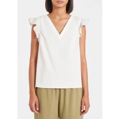 Paul Smith Cotton Swirl Sleeve Top In White