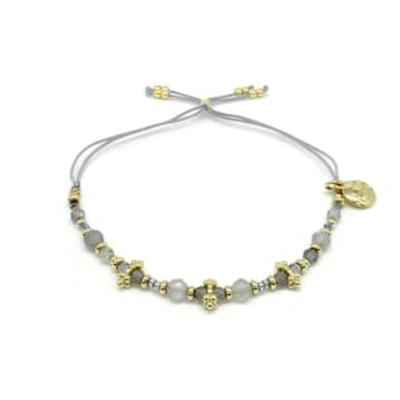 Boho Betty Prunus Grey & Gold Stretch Crystal Bracelet
