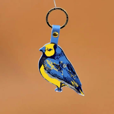 Ark Colour Design Finch Embossed Leather Key Ring In Blue