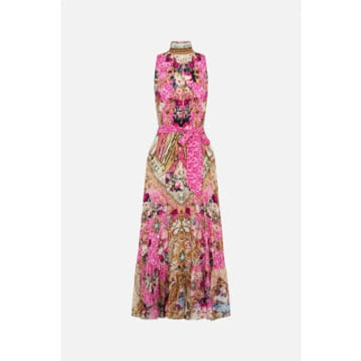 Camilla Silk Sleeveless Necktie Maxi Dress In Pink