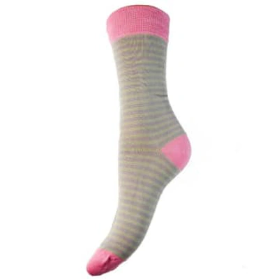 Joya 4-7 Bamboo Socks Lilac/fawn Stripe In Green