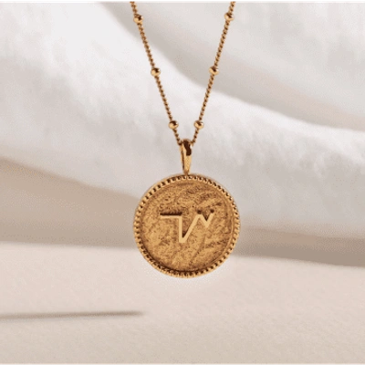 Claire Hill Designs "thrive" Shorthand Coin Necklace In Metallic
