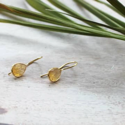 Annie Mundy Teardrop Earrings With Citrine Stone He-27 G In Gold