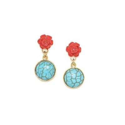 F. Herval | Lolita Small Peoni Post Earrings | Turquoise In Blue