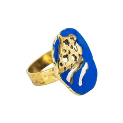 Hoch Bronze  Open Ring With Blue Pátina In Metallic
