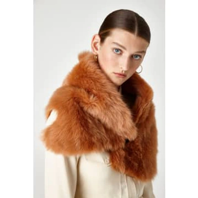 Gushlow & Cole Two Button Shearling Shrug Scarf In Brown