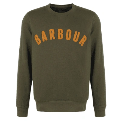 Barbour Prep Logo Crew Mens Sweatshirt Olive In Green