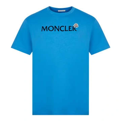Moncler Slim-fit Logo-flocked Cotton-jersey T-shirt In Blue