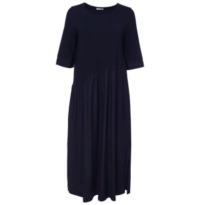 Naya Jersey Dress/gathered Contrast Skirt Navy In Blue