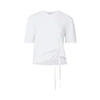 FRENCH CONNECTION RALLIE COTTON RUCHED T SHIRT-LINEN WHITE-76QZA