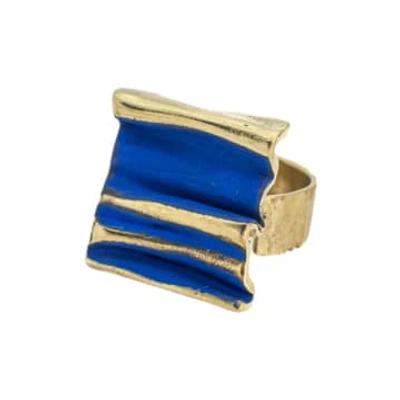 Hoch Bronze  Open Ring With Blue Pátina In Metallic