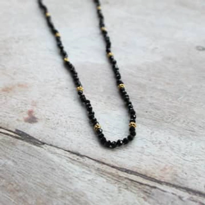 Annie Mundy Black Spinal Beaded Necklace Jn242 Gold