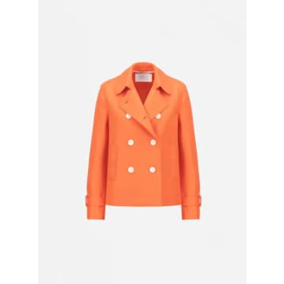 Harris Wharf London Cropped Trench Wool Coat In Coral