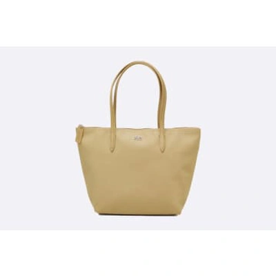 Lacoste Concept Small Zip Tote Bag Brown In Neutral