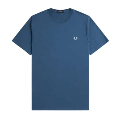 Fred Perry Mens Crew Neck T-shirt In Midnight Blue/light Ice V06