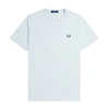 FRED PERRY CREW-NECK SHORT-SLEEVED T-SHIRT (LIGHT ICE/MIDNIGHT BLUE)