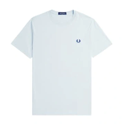 Fred Perry Crew-neck Short-sleeved T-shirt (light Ice/midnight Blue)