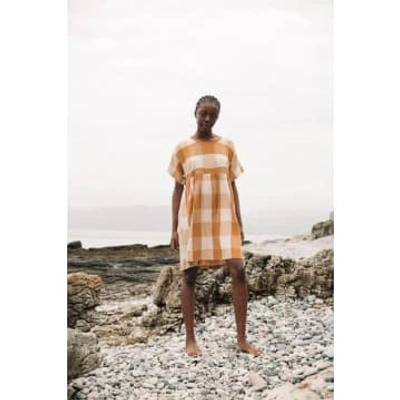 Beaumont Organic Lois-cay Organic Cotton Dress In Ecru And Golden Tan In Neutrals