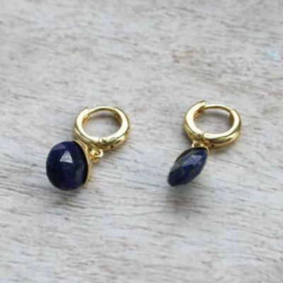 Annie Mundy Ne91 Gold And Lapis Blue Charm Earrings