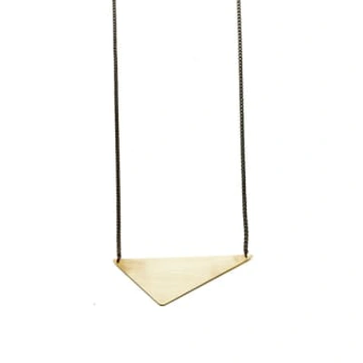Just Trade Geometric Brass Offset Triangle Necklace In Gold