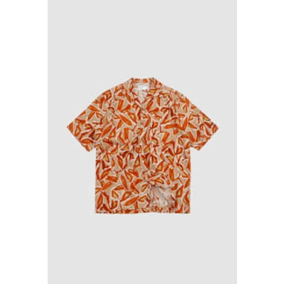 Universal Works Minari Shirt Terracota Artist Flower Lincot In Orange