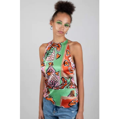 Jessica Russell Flint High Neck Cami Top Calliope In Multi