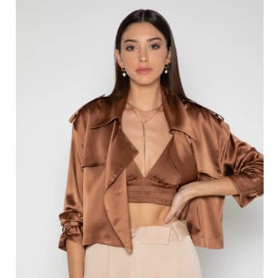 Silk95five Kensington Trench Cropped In Brown
