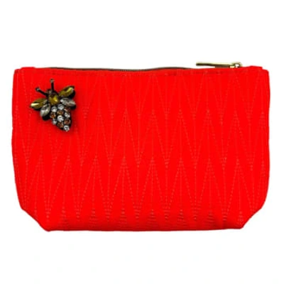 Sixton London : Orange Tribeca Make Up Bag With Queen Bee Pin