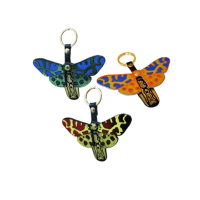 Ark Leather Butterfly Key Fob In Red