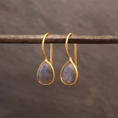 Annie Mundy Teardrop Earrings With Labradorite Stone He-27 G In Gold