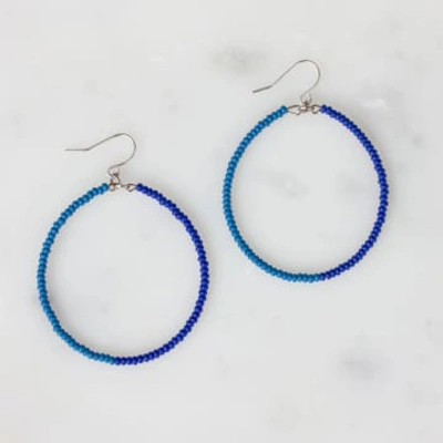 Bohemia Designs Dusky Blue And Cobalt Blue Duara Fairtrade Beaded Earrings