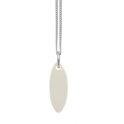 New Arrivals Branch Small Oval Cream And Black Reversible Pendant On 18 Inch Silver Chain In Neutrals
