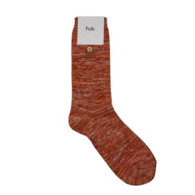 Folk Melange Sock Ochre Mix In Brown