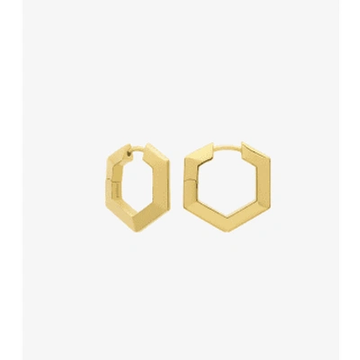 Rachel Jackson Large Bevelled Hexagon Hoop Earrings In Gold
