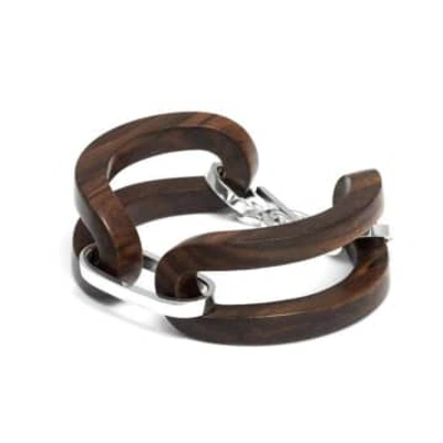 Branch Open Sided Bracelet Silver/rosewood In Metallic