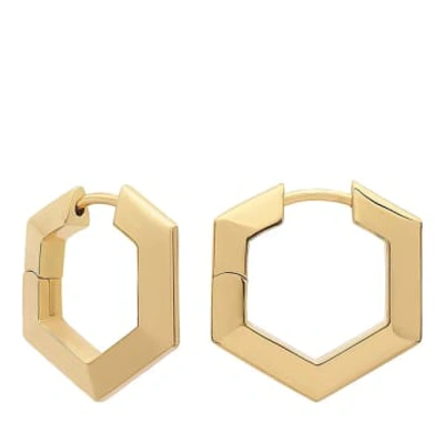 Rachel Jackson Hexagon Bevelled Earrings In Gold