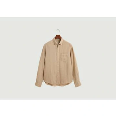 Gant Straight Linen Shirt In Brown
