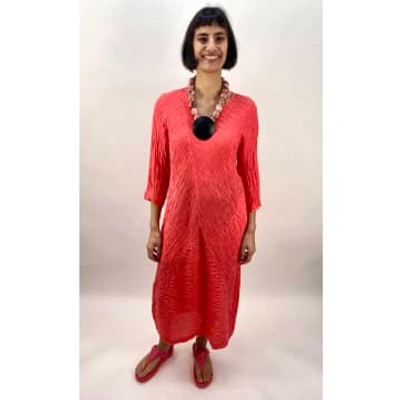 Grizas Flame Crinkle Dress In Red