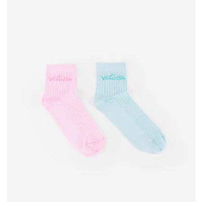 Victoria Socks In Rosa Azul In Pink