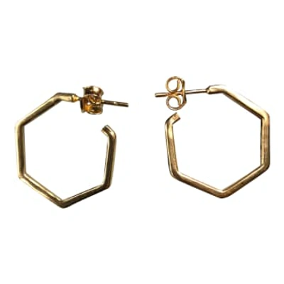 Silver Jewellery Small Gold Hexagon Earrings In Metallic