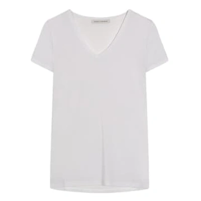 Cashmere-fashion-store Trusted Handwork Viscose Mix T-shirt Nanterre V-neck Short Arm In White