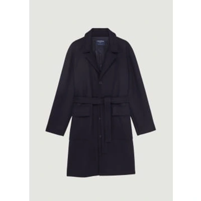 L'exception Paris Straight Belted Overcoat Made In France In Black