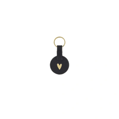 Zusss Round Key Ring Heart In Black