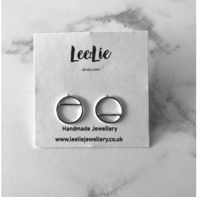 Lee:lie : Connect Small Hoop Stud Earrings (horizontal Line) In Metallic